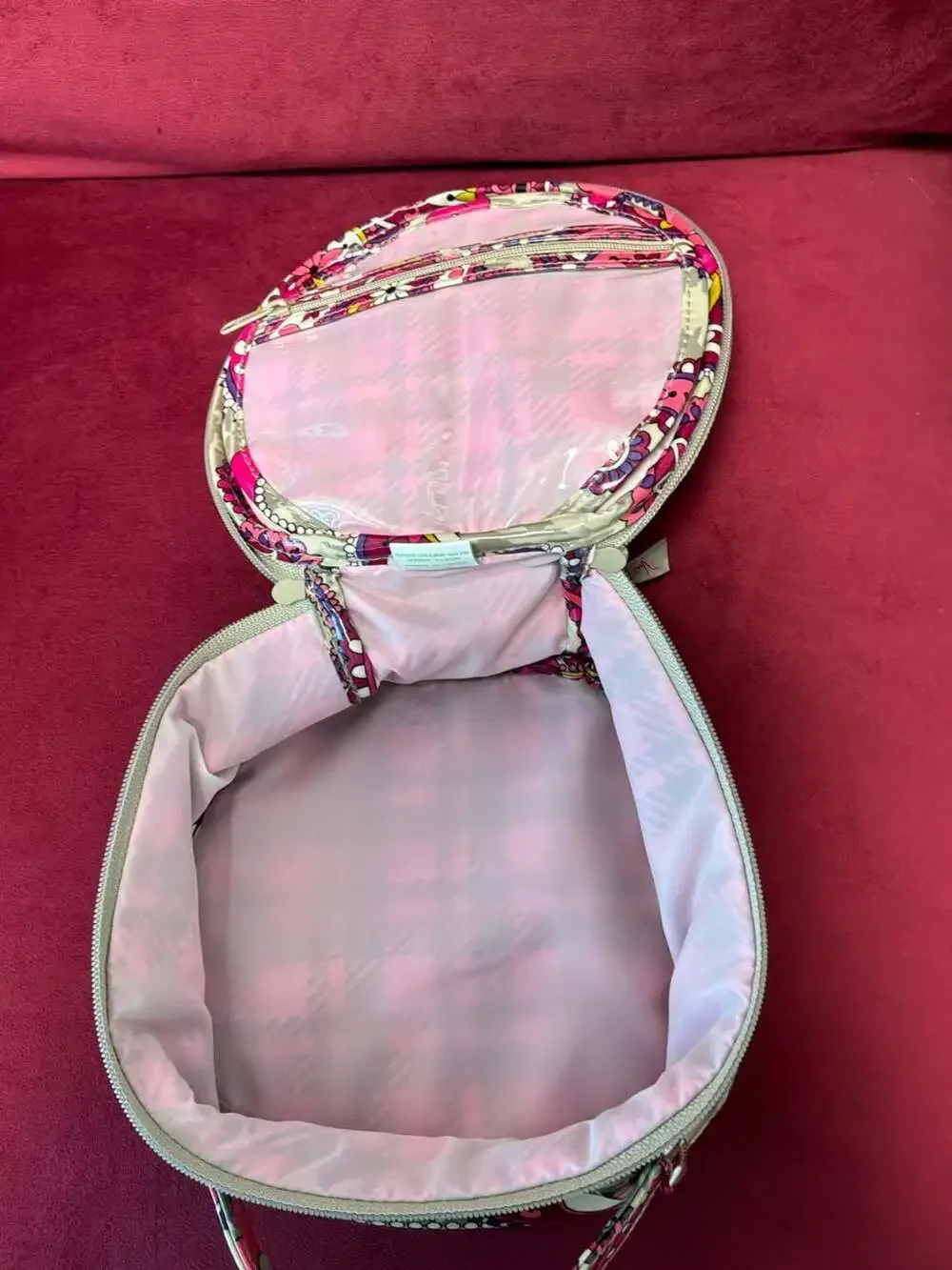 Vera Bradley Paisley Meets Plaid Hatbox Cosmetic Travel Case